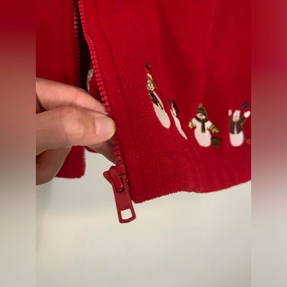 VTG Snowman Snowflake Vest Jacket Winter Vest Warm Embroidered Red White 2X - Picture 13 of 13